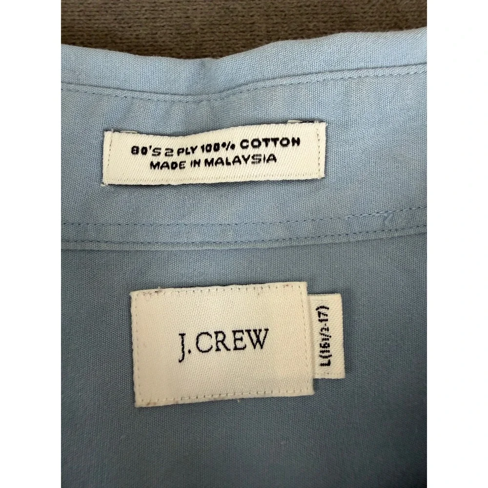J Crew 80s 2 Ply Cotton Button Down‎ Shirt Mens L Light Blue Preppy Minimalilst
